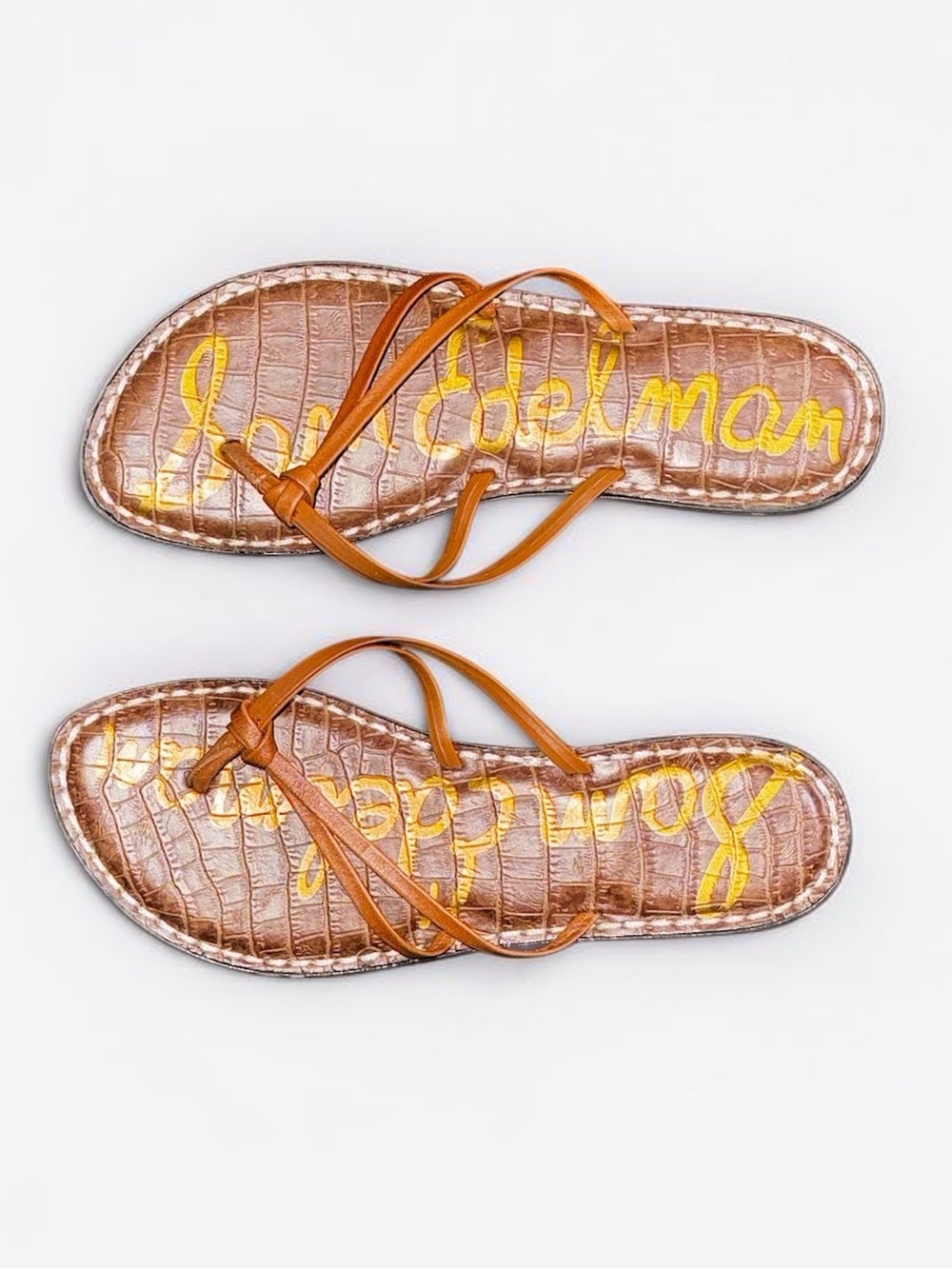 Sam Edelman Gerianne Leather Flip Flop Sandals Brown Women’s US 5 EU 35 GUC - Picture 3 of 7